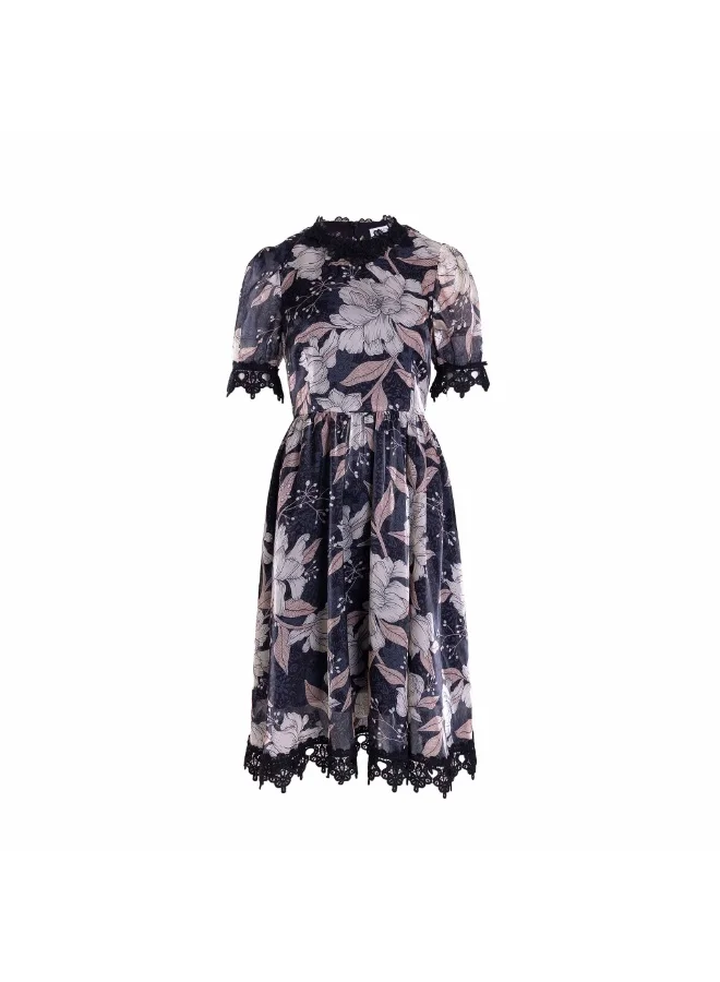 توترندس فستان مكشكش بأكمام قصيرة مزين بالزهور